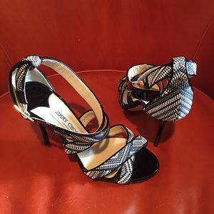 Jimmy Choo Black/White Woven Lottie